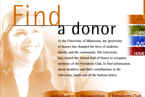 University of Minnesota Donor Recognition Kiosk